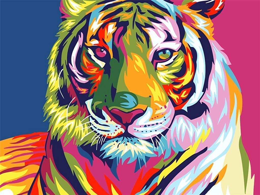 HASTHIP Paint by Numbers DIY Acrylic Painting Kits with 3X Magnifier Card for Kids, Adults Beginner - 40 x 50cm - Colorful Lion (without Frame) HASTHIP Paint by Numbers DIY Acrylic Painting Kits with 3X Magnifier Card for Kids, Adults Beginner - 40 x 50cm - Colorful Lion (without Frame)